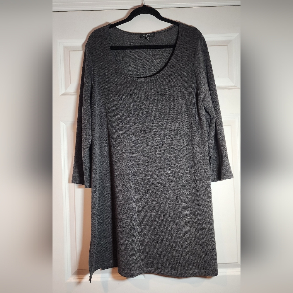 Slinky Brand Gray Soft Stretchy 3/4 Sleeve Long Tunic Top XL